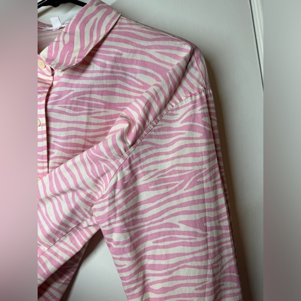 Grey Lab LA Zebra Animal Print Button Up Collared… - image 7